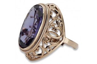 Руска съветска роза 14k 585 злато александрит рубин изумруд сапфир циркон пръстен vrc014