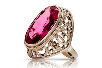 "Pièce Unique Rubis, Bague en Or Rose 14 Carats Vintage vrc184" Vintage