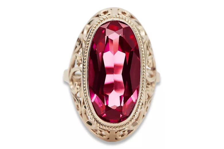 Russische sowjetische Rose 14k 585 Gold Alexandrit Rubin Smaragd Saphir Zirkon Ring vrc014