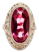 Russische sowjetische Rose 14k 585 Gold Alexandrit Rubin Smaragd Saphir Zirkon Ring vrc014