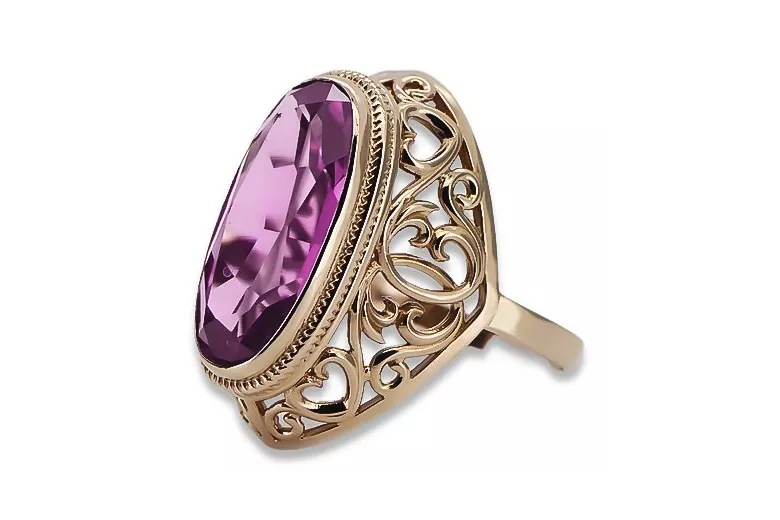 Russe soviétique rose 14k 585 or Alexandrite Rubis Émeraude Saphir Zircon bague vrc014