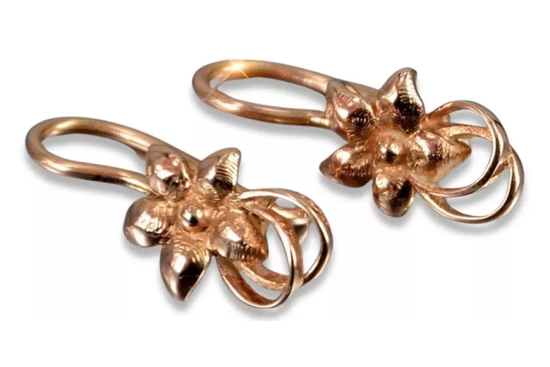 "Elegantes aretes antiguos de oro rosa sin piedras" ven267