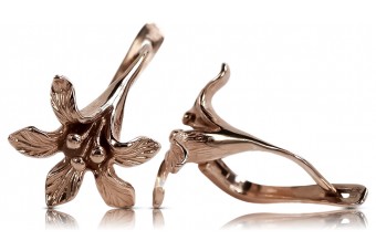 "Bijuterii Originale Vintage Din Aur Roz de 14k, Cercei cu Motiv Floral" ven222