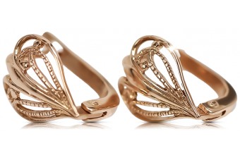 "Oro Rosa Antiguo Original de 14k 585 Aretes de Corazón Vintage Sin Piedras" ven076