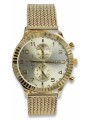 Złoty zegarek damski z bransoletą unisex 14k 585 Geneve mw007y&mbw014y-f