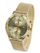 Дамски златен часовник с унисекс гривна 14k 585 Geneve mw007y&mbw014y-f