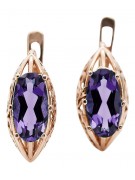 Vintage Original 14k Rose Gold Earrings with Alexandrite Stone vec141