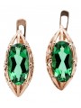 Classic Emerald 14K Rose Pink Gold Earrings - Original Vintage Charm vec141