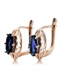 "Stunning Original Vintage Sapphire Earrings in 14K Rose Pink Gold vec141" Vintage