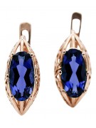 "Stunning Original Vintage Sapphire Earrings in 14K Rose Pink Gold vec141" Vintage