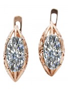 "Zircon étincelant dans des boucles d'oreilles en or rose 14k 585, design vintage vec141" Vintage