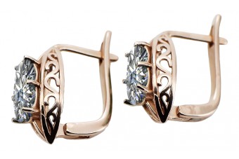 Klassische Zirkon Ohrringe aus 14k Originales Vintage-Roségold vec144 Vintage