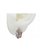 Vintage Original Zircon 14K Rose Gold Stud Earrings vec141