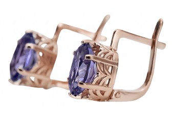 14k Roségold Alexandrit Ohrringe, Original Vintage aus Russisch Sowjet vec003