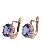 Boucles d'oreilles vec003 en Or rose 14 carats, Alexandrite, Style Vintage Russe Soviétique style