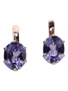 Boucles d'oreilles vec003 en Or rose 14 carats, Alexandrite, Style Vintage Russe Soviétique style