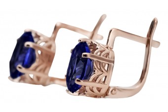 "Pendientes de Zafiro y Oro Rosa Antiguo Original de 14k Vec003 - Joyería Vintage Rusa Soviética" style