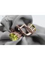 "Original Vintage Piece - 14k Rose Pink Gold Earrings with Yellow Peridot, Soviet Russian Era vec003" style