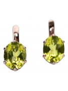 "Original Vintage Piece - 14k Rose Pink Gold Earrings with Yellow Peridot, Soviet Russian Era vec003" style