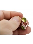 "Original Vintage Piece - 14k Rose Pink Gold Earrings with Yellow Peridot, Soviet Russian Era vec003" style