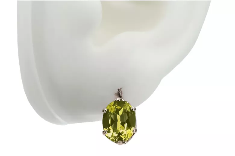 "Vec003 Vintage Rus Soviet- Cercei peridot în aur roz de 14k autentic" style