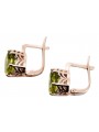 "Original Vintage Piece - 14k Rose Pink Gold Earrings with Yellow Peridot, Soviet Russian Era vec003" style