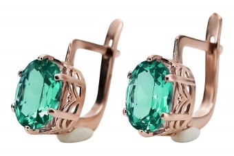 Eleganckie Vintage Szmaragdowe Kolczyki z Różowego Złota 14 vec003