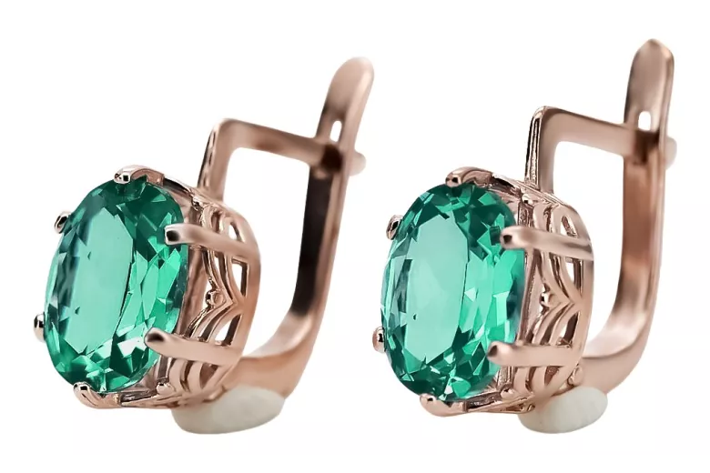 Original Vintage Emerald Earrings in 14K Rose Gold vec003