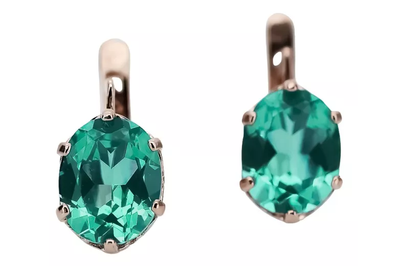 Original Vintage Emerald Earrings in 14K Rose Gold vec003