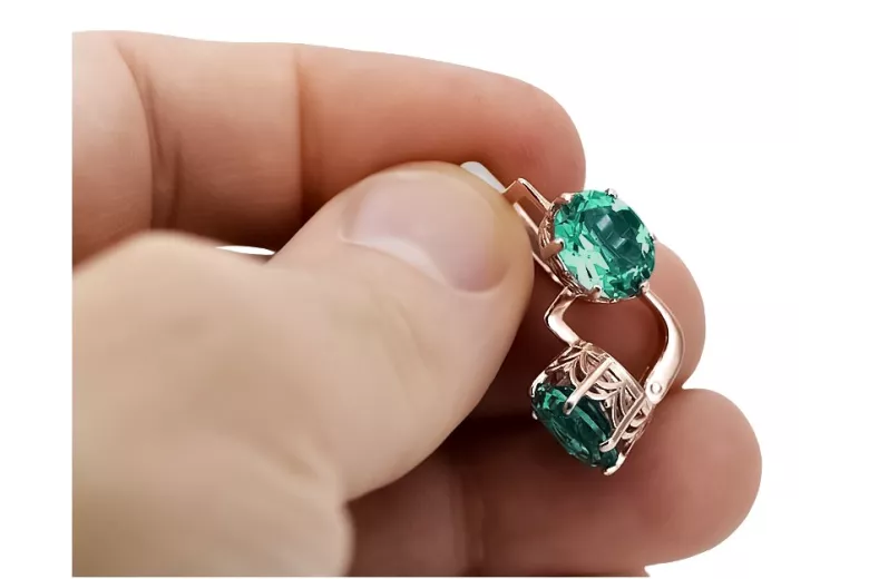 Original Vintage Emerald Earrings in 14K Rose Gold vec003