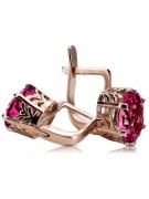 "Ornements d'Oreilles vec003 Vintage Russe Soviétique, Rubis en Or Rose 14 carats d'Origine" style