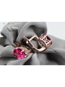 "Ornements d'Oreilles vec003 Vintage Russe Soviétique, Rubis en Or Rose 14 carats d'Origine" style