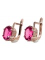 Original Vintage Ruby Earrings Crafted in 14K Rose Pink Gold - Russian Soviet Design vec003