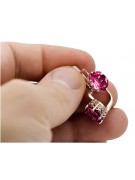 "Ornements d'Oreilles vec003 Vintage Russe Soviétique, Rubis en Or Rose 14 carats d'Origine" style