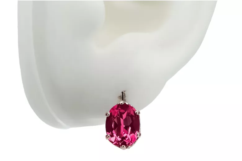 "Ornements d'Oreilles vec003 Vintage Russe Soviétique, Rubis en Or Rose 14 carats d'Origine" style