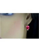 "Ornements d'Oreilles vec003 Vintage Russe Soviétique, Rubis en Or Rose 14 carats d'Origine" style