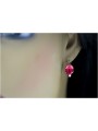 Original Vintage Ruby Earrings Crafted in 14K Rose Pink Gold - Russian Soviet Design vec003