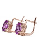 Vintage Russisch-Sowjetische 14K Roségold Amethyst Ohrringe vec003