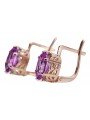 Genuine Vintage 14K Rose Gold Amethyst Earrings, Exquisite Russian Soviet Craftsmanship vec003