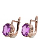 Vintage Russisch-Sowjetische 14K Roségold Amethyst Ohrringe vec003