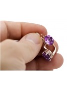 Vintage Russisch-Sowjetische 14K Roségold Amethyst Ohrringe vec003