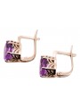 Genuine Vintage 14K Rose Gold Amethyst Earrings, Exquisite Russian Soviet Craftsmanship vec003