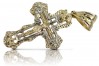 Italian Crafted 14K Yellow White Gold Vintage Rose Orthodox Cross Jewelry oc008yw