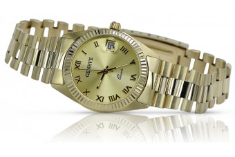 Italienische 14k gelb Damenuhr Geneve Lady Geschenk lw073y