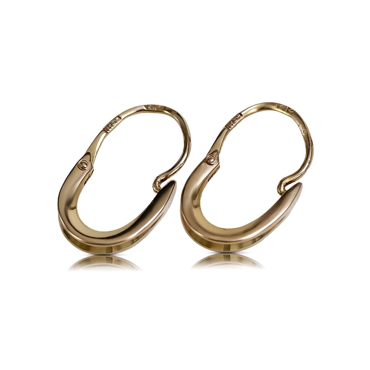 "Timeless 14K 585 Rose Gold Vintage Hoop Earrings, No Stones Included" ven095