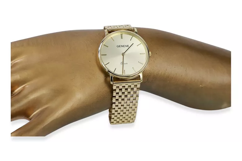 Gold men's watch Geneve ★ zlotychlopak.pl ★ Gold purity 585 333 Low Price!