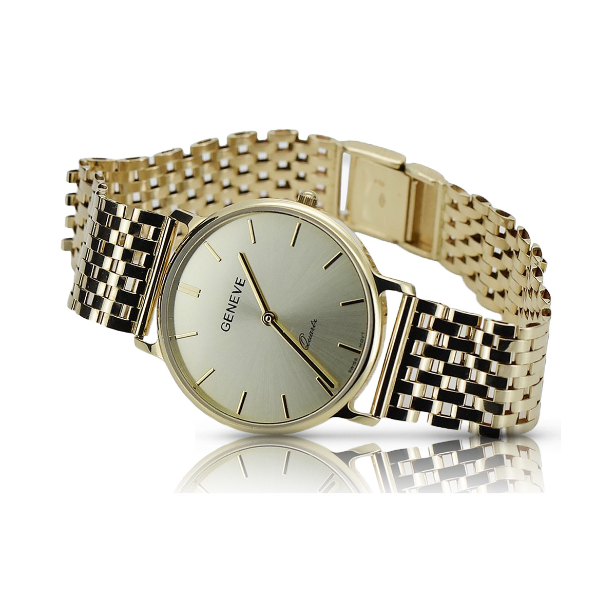 Gold men's watch Geneve ★ zlotychlopak.pl ★ Gold purity 585 333 Low Price!