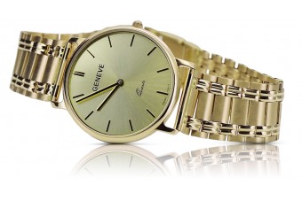 Жълт мъжки часовник 14k 585 злато Geneve mw004ydg&mbw009y