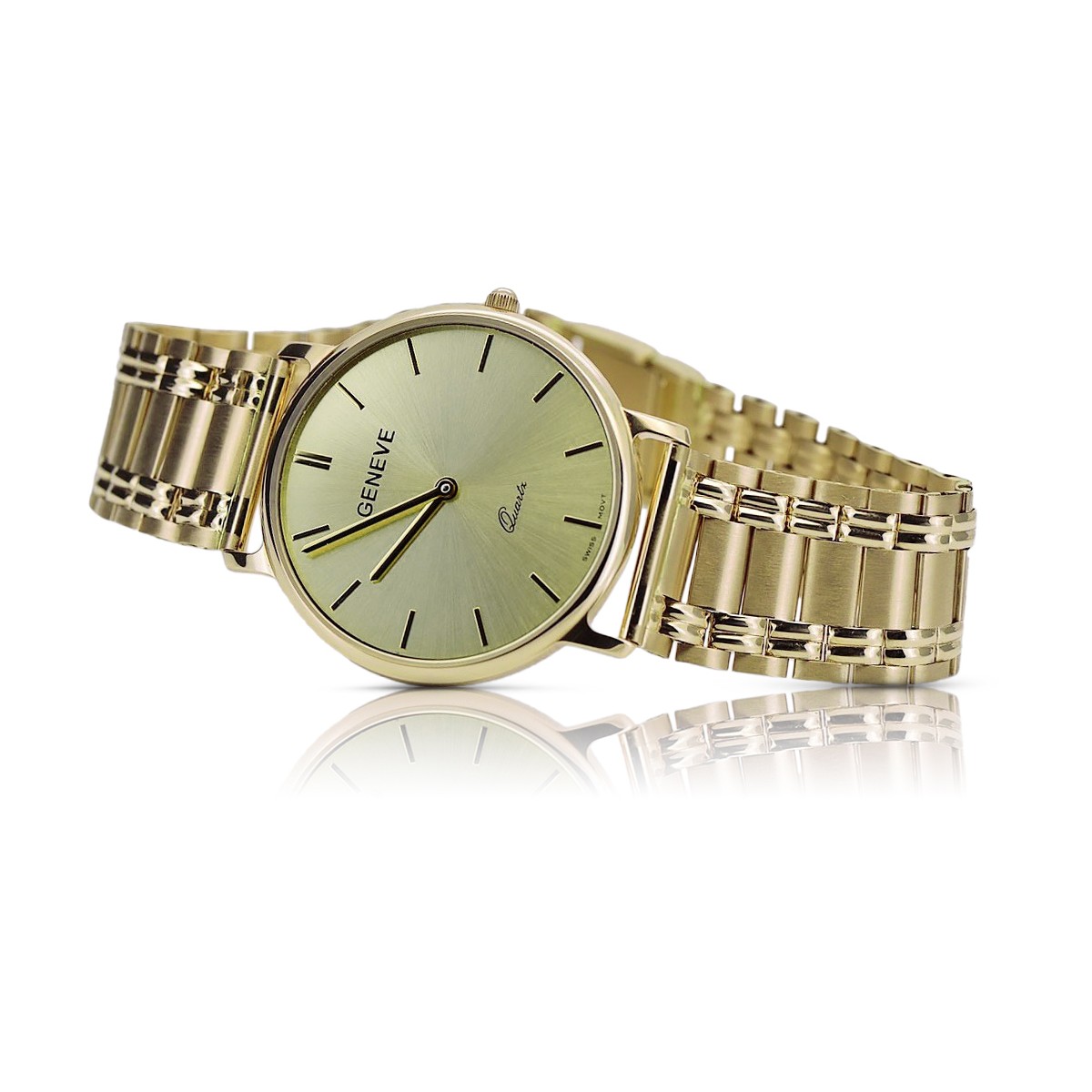 Gold men's watch Geneve ★ zlotychlopak.pl ★ Gold purity 585 333 Low Price!