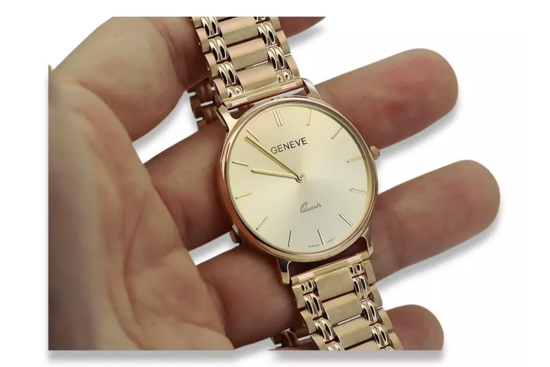 Gold men's watch Geneve ★ zlotychlopak.pl ★ Gold purity 585 333 Low Price!